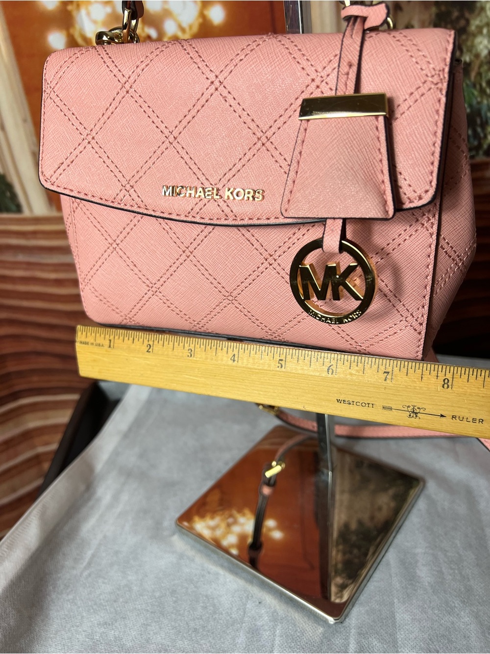 MICHAEL KORS Ava Pink Quilted Leather Top-Handle Crossbody ๐ - Picture 12 of 14